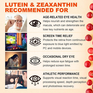 OEM şekersiz Lutein zeaksantin Gummies vitamin A, C, E, yabanmersini, Astaxanthin hindistan cevizi yağı ile görme sağlığı için - Product Image 4
