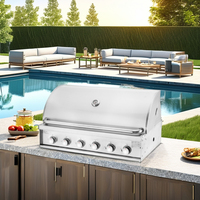 AUPLEX 3 4 5 6 brûleurs en acier inoxydable gril à gaz plaque de jardin commerciale four barbecue encastré