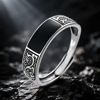 Bague ouverte JLM Wholesale Premium en émail noir antique avec dragon, pour homme, style rétro gothique, bijoux