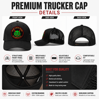 Casquettes Trucker Noires Délavées Personnalisées en Gros avec Broderie 3D en Relief – Casquettes Ajustables pour Commandes en Gros