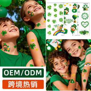Autocollant de tatouage temporaire pour la Saint-Patrick, imperméable, motif trèfle, pour fête, enfants, amusant - Product Image 5