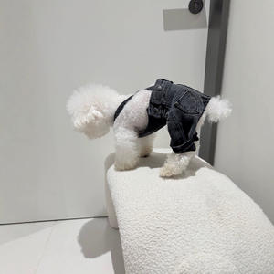 JM-Pantalon à bretelles Doggy Cowboy en denim <span class=keywords><strong>noir</strong></span> <span class=keywords><strong>et</strong></span> <span class=keywords><strong>blanc</strong></span>, style ours en peluche, poméranien, denim 100% coton - Product Image 3