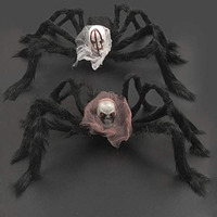 Décorations d'Halloween : Accessoires squelette et araignée pour le plaisir, les farces et les effractions. Épouvantail et amusant, comme une araignée en peluche effrayante
