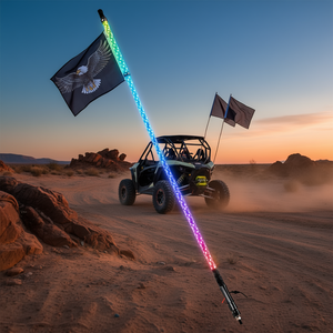 D0100H53546 4 Ft Whip <b>Light</b> RGB LED RF Remote Control Waterproof For UTV <b>Off</b>-<b>road</b> Go-karts With 2 Flags - Product Image 2