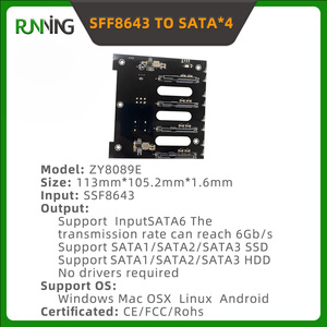 SFF8643 8i ke *4 Adaptor PCBA 6Gbps Kecepatan Tinggi SATA1/2/3 2.5/3.5 Inci SSD HDD Bersertifikasi CE/FCC/Rohs Tidak Memerlukan Driver - Product Image 3