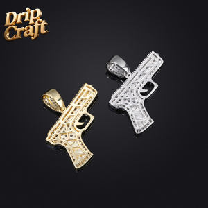 Colgante de Pistola <span class=keywords><strong>Chapado</strong></span> <span class=keywords><strong>en</strong></span> <span class=keywords><strong>Oro</strong></span> Estilo Hip-Hop, Inspirado <span class=keywords><strong>en</strong></span> el Punk, <span class=keywords><strong>Cobre</strong></span> <span class=keywords><strong>Chapado</strong></span> <span class=keywords><strong>en</strong></span> <span class=keywords><strong>Oro</strong></span> con Zirconia, Alta Calidad, Venta al Por Mayor - Product Image 6