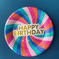 Assiette en papier jetable blanche de 7 pouces pour fête d'anniversaire, pour collations, sushis, pizzas, biscuits, avec impression et dorure