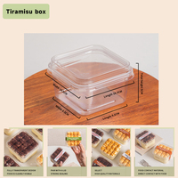 Boîtes à Desserts Tiramisu de 450 ML, Qualité Alimentaire, Robustes, Carrées, en Plastique, pour Pâtisseries, Brownies et Gâteaux – Emballage Fournitures de Boulangerie