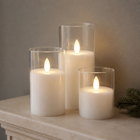 Ensemble de bougies LED sans flamme en verre avec télécommande, minuterie et effet de flamme vacillante pour la décoration de la maison, des mariages et des fêtes
