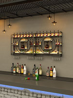 Étagère à vin en fer forgé de luxe, murale et lumineuse, avec des cages de rangement pour comptoir de bar, pour meubles de maison et porte-liquores
