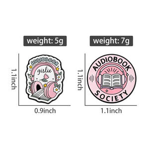 Broche de la Société des Audiolivres, épingles en émail, mode, casque rose, broches Gislie, badge de sac, badge de revers, bijoux pour les amoureux des livres, <span class=keywords><strong>cadeau</strong></span> - Product Image 6