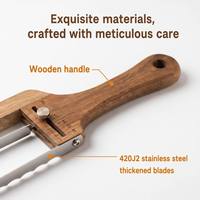 Trancheuse à pain réglable en bois d'acacia, guide de découpe pliable pour baguettes et toasts avec couteau dentelé, épaisseur réglable