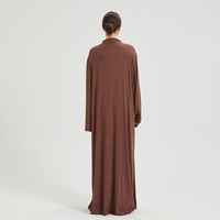 Robes Abaya Modestes Marron pour Femmes Musulmanes, Vêtements Islamiques en Stock Prêt à l'Expédition, Robe Musulmane en Jersey, Vente en Gros