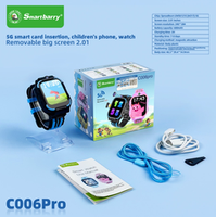 Montre connectée pour enfants C006pro GPS+LBS+AGPS+WiFi 4G avec caméra, suivi GPS et bouton d'urgence pour enfants avec carte SIM