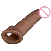 Enorme Omvang Lange Penis Sleeve Penis Extender Realistische Dildo Vormige Cock Uitbreiding Uitbreiding Condoom