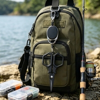 Forbici da Pesca, Tagliafilo Portatile Antiruggine con Portachiavi Retrattile, Forbici Multifunzione per la Pesca