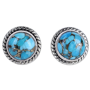 Orecchini a Perno Vintage Effetto Turchese, Design Minimalista con Finiture Metalliche, Gioielli da Donna alla Moda per Uso Quotidiano, Regalo Chic - Product Image 2