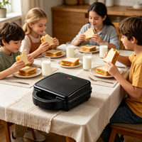 Máquina para Hacer Waffles Eléctrica 3 en 1 con Placa Desmontable, Plancha para Sándwiches de 2 Rebanadas, Plancha para Waffles, Máquina Multifunción para Desayunos