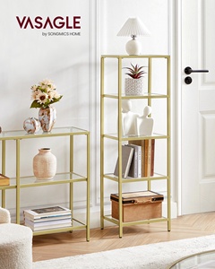 <span class=keywords><strong>Étagère</strong></span> <span class=keywords><strong>VASAGLE</strong></span> couleur or, 5 niveaux, <span class=keywords><strong>étagère</strong></span> à marches avec structure en acier, <span class=keywords><strong>étagère</strong></span> <span class=keywords><strong>de</strong></span> <span class=keywords><strong>rangement</strong></span> en verre mince pour chambre à coucher, salle <span class=keywords><strong>de</strong></span> bain, bureau à domicile - Product Image 2