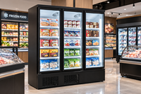 Réfrigérateur vitrine à 2 portes en verre -22°C, congélateur vertical commercial pour supermarché