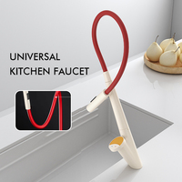 Robinet de cuisine en laiton à montage sur plan, flexible, rotatif à 360 degrés, monocommande, installation monotrou, robinet de salle de bain