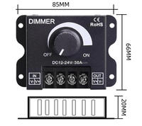 Variateur PWM DC12V-24V avec bouton marche/arrêt, interrupteur variateur avec boîtier en aluminium, contrôleur de gradation 30A pour bande LED monochrome