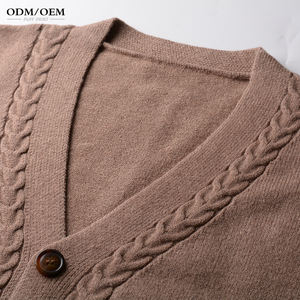 Suéter Cárdigan de Invierno para Hombre con Logotipo Personalizado OEM/ODM, Tejido Jacquard, Hombros Caídos, Cuello en V, Algodón - Product Image 5