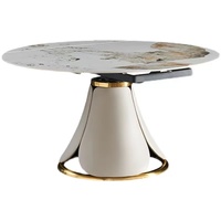 Table à manger moderne en pierre frittée à pieds en métal assemblée résistante à la chaleur pour un hôtel, un appartement et une villa