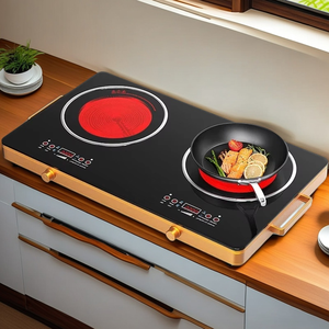 Fornello elettrico in ceramica a doppio bruciatore, fornello a infrarossi, risparmio energetico, riscaldamento rapido, nessuna radiazione, adatto a tutti i tipi di pentole - Product Image 1