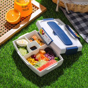 Boîte à lunch portable en plastique, récipient alimentaire Bento anti-fuite, compatible micro-ondes, boîte de rangement alimentaire pour étudiants, bureau et voyages - Product Image 2