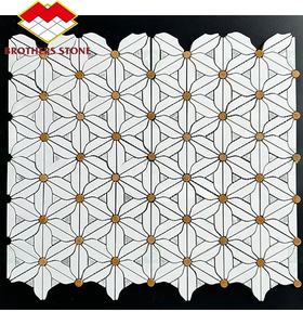 <span class=keywords><strong>Mosaico</strong></span> de piedra natural Rosa Norvegia con incrustaciones de latón moderno para pared y suelo para Decoración de cocina - Product Image 1