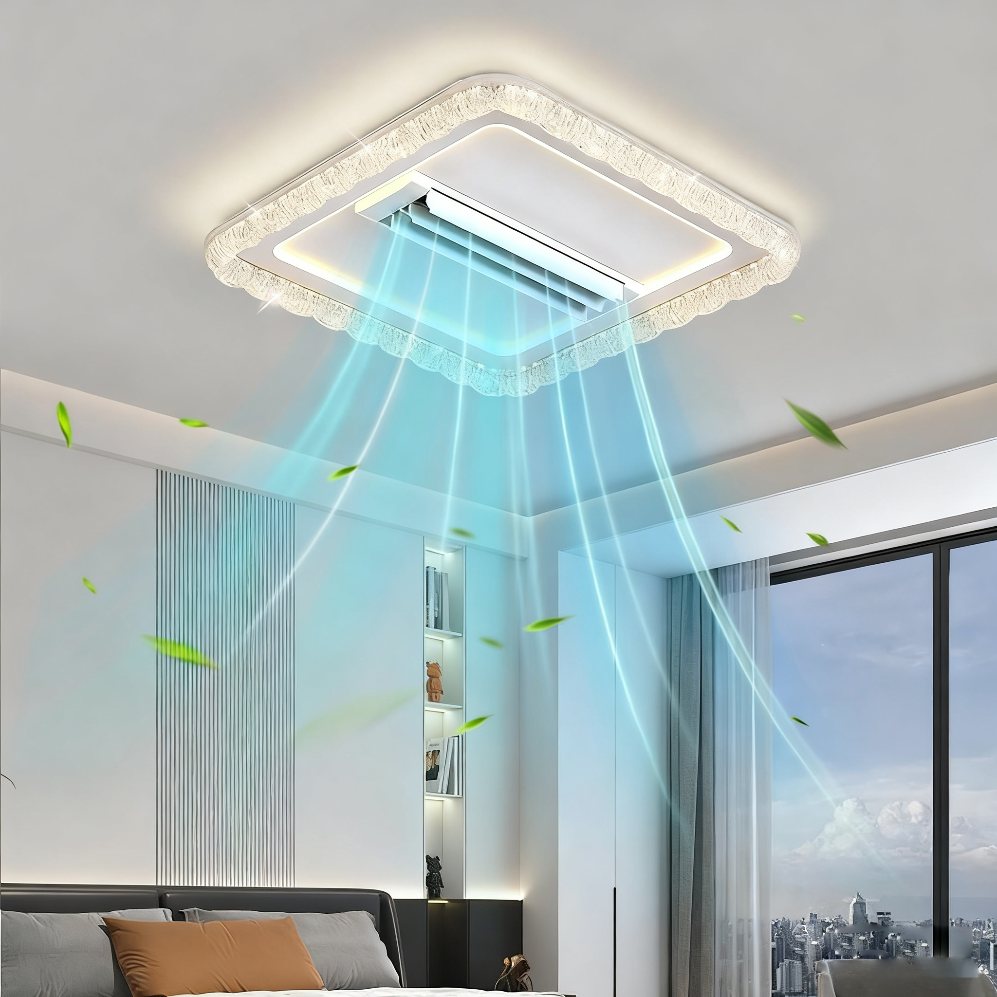 Silent Bladeless Design Ceiling Fan With Light Led Remote Control-for Home Hotel Bedroom Living Room Bathroom Fan Lamp