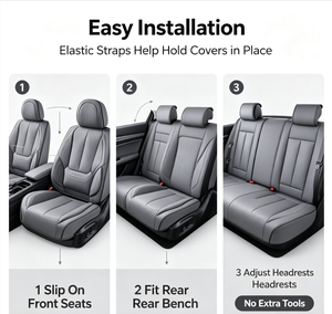 Juego Completo de Fundas y Cojines para Asientos de Auto MELCO BSCI Gris, para Asientos Delanteros y Traseros, Ajuste Estándar, Protección Impermeable - Product Image 5