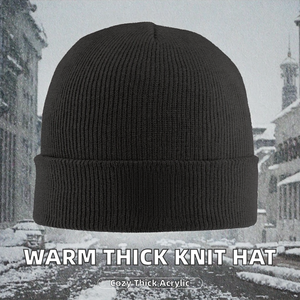 Warm Thick Acrylic Knit Beanie <b>Hat</b> for <b>Men</b> and Women Common Fabric Casual Outdoor Use Cuffed Design for <b>Winter</b> - Product Image 2
