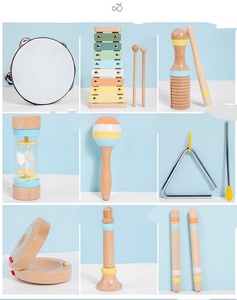 Ensemble d'instruments de musique en bois en gros, jouets en bois, xylophone, tambourin, maracas, hochet, ensemble de 8 pièces - Product Image 6