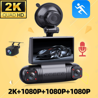 Caméra embarquée 2K à 4 objectifs et 4 canaux, DVR avant et arrière pour voiture avec WiFi, capteur G, vision nocturne infrarouge 170° °   Grand angle pour toutes les voitures
