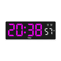 Réveil numérique LED avec rétroéclairage Luminova, alimentation USB/piles, affichage du calendrier et de la température, horloge de bureau/table