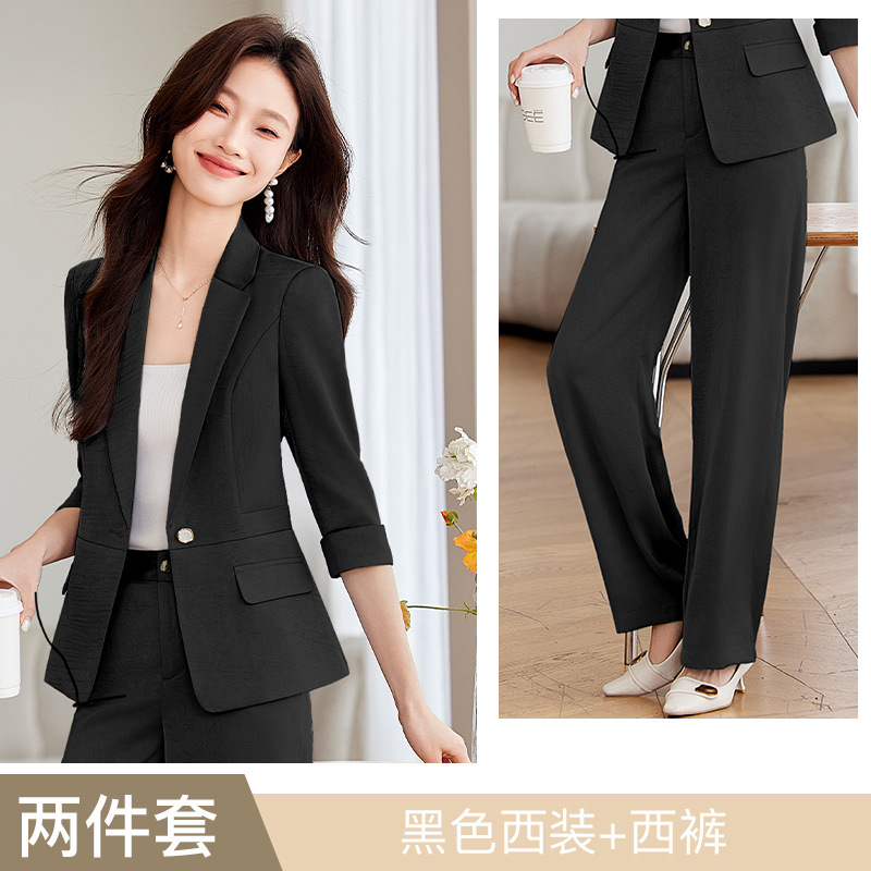 Black suit wide-leg pants
