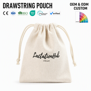 Custom Logo <b>Luxury</b> Eco-Friendly Fashion Canvas Drawstring Pouch Reusable <b>Gift</b> <b>Bag</b> Jewelry Packaging Muslin Storage 7 Inch - Product Image 1