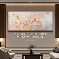 Peinture à l'huile abstraite neutre dorée à texture épaisse, peinte à la main, pour hôtel, FF&E, design d'intérieur, grande toile murale, vente en gros