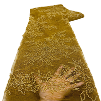 Tissu en dentelle française à sequins noirs en gros, tissu en dentelle perlée, tissu brodé, dentelle africaine haut de gamme pour robe décontractée