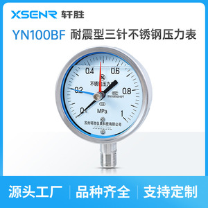 Manomètre en acier inoxydable Suzhou XuanSheng YN100BF 100 mm analogique à trois aiguilles pour usage industriel - Product Image 4