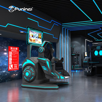 Funinvr Juego de Disparos de Realidad Virtual 9D, Juego de Realidad Virtual Giratorio de 360 Grados, Simulador de Vuelo VR, Máquina de Simulación de Esquí Negra para Interiores