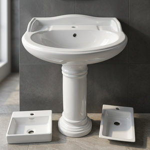Vistaar Glossy White Ceramic 25x19 Inch Full Pedestal Wash Basin Hospital Hand Wash Sink Made in India - Product Image 5