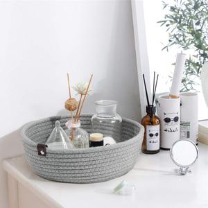 Set of 3 Cotton Rope Nesting Bowls Cute Closet <strong>Baskets</strong> and Bins for Shelves Mini <strong>Table</strong> <strong>Basket</strong> Organizer - Product Image 5