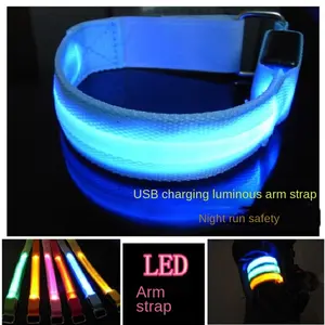 Usb Charging Luminous Fish Screen Armband Led Running Device Safety Flash Armband Outdoor Supplies