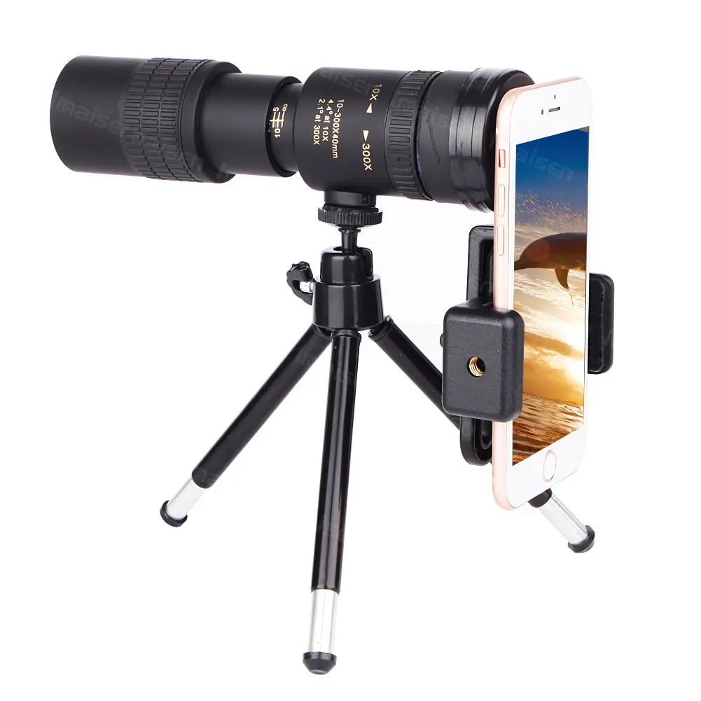 10-300X40 Hd Zoom Monoculaire Telescoop Voor Volwassenen High Power BAK-4 Prisma & Fmc Lens Met Smartphone Adapter Lichtgewicht