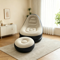 Canapé gonflable portable en PVC floqué avec repose-pieds, fauteuil gonflable individuel pliable pour salon - Vente en gros usine