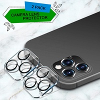 Film de protection pour caméra iPhone 3D, 2 pièces, protecteur d'écran en verre trempé transparent pour objectif de caméra arrière, pour iPhone 12 13 14 HD