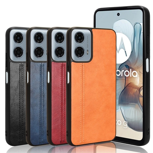 Suture Design Retro PU Leather Phone Case for Motorola Moto G 5G 2024 / G Play 4G 5G /  G Power Matte Back Cover Protection case